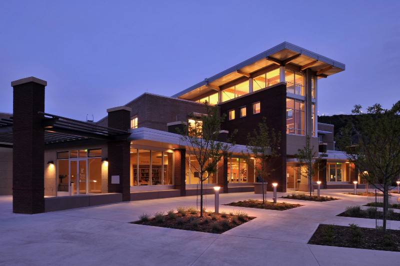 2006-007-durango-public-library-exterior-entry-at-night-michael-shopenn